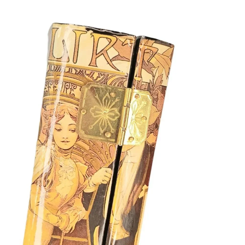 Decoupaged Laquer Box Alphonse Mucha La Peinture Laquered Trinket Jewelry Box